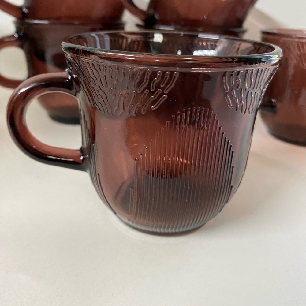 Set of 6 vintage Amethyst glass cups Fortecrisa Mexico